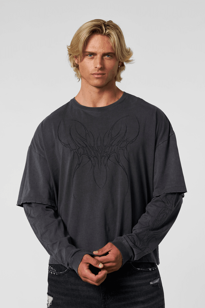 Youngla 8007 - Tribal Longsleeves Shirt Charcoal