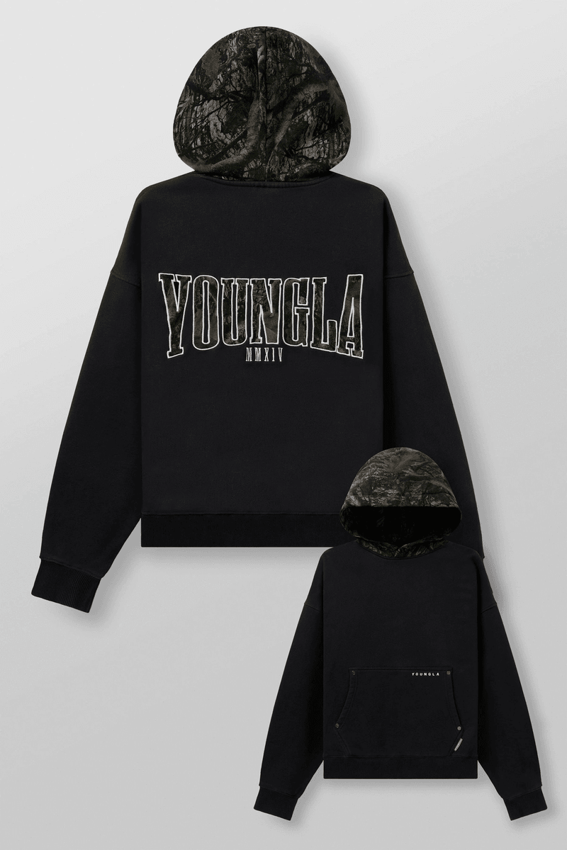 Youngla 5098 - Tree Camo Hoodies Black Wash