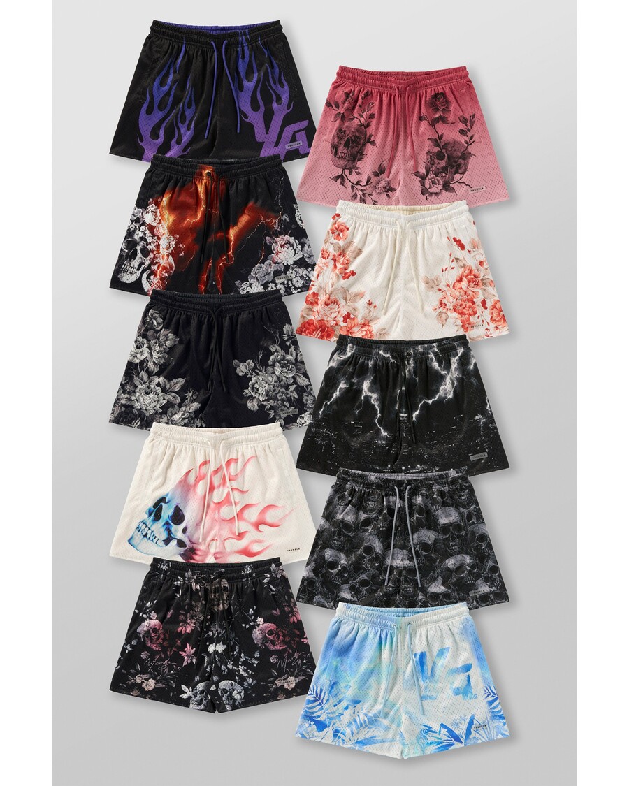 Youngla 1111 -  Skulls & Roses Reversible Shorts