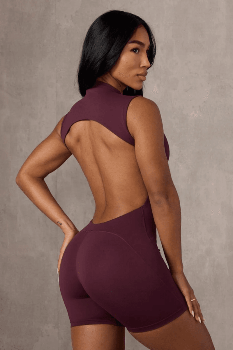 Youngla W129 It-Girl Romper Burgundy